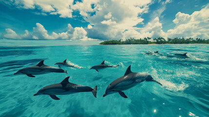 Fototapeta premium dolphins in the ocean