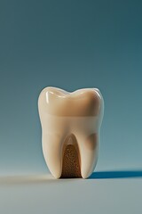 Fototapeta premium Snow white healthy tooth concept for dental care on a solid color background, dentistry theme