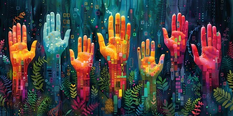 Creative illustration of sign language for educational purposes and accessibility.