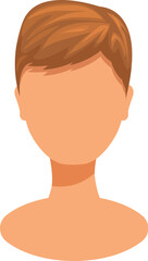 Illustration featuring a young man with brown hair showing a neutral facial expression