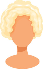 Cartoon female character sporting short wavy blonde hair, showcasing a trendy and stylish look