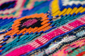 Fototapeta premium Close-up of Colorful Woven Fabric