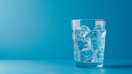 Realistic Photo of a Glass of Water with Ice Cubes