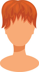 Illustration featuring a faceless person with short red hair, ideal for projects related to anonymity, identity, or individuality