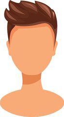 Faceless male character portrait featuring trendy brown hair, suitable for various projects