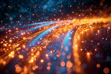 Obraz premium Abstract Orange And Blue Lights With Bokeh Effect On A Dark Background