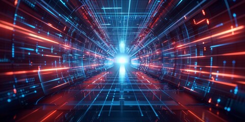 A vibrant depiction of futuristic data streams glowing in cyberspace, evoking high-tech communication.