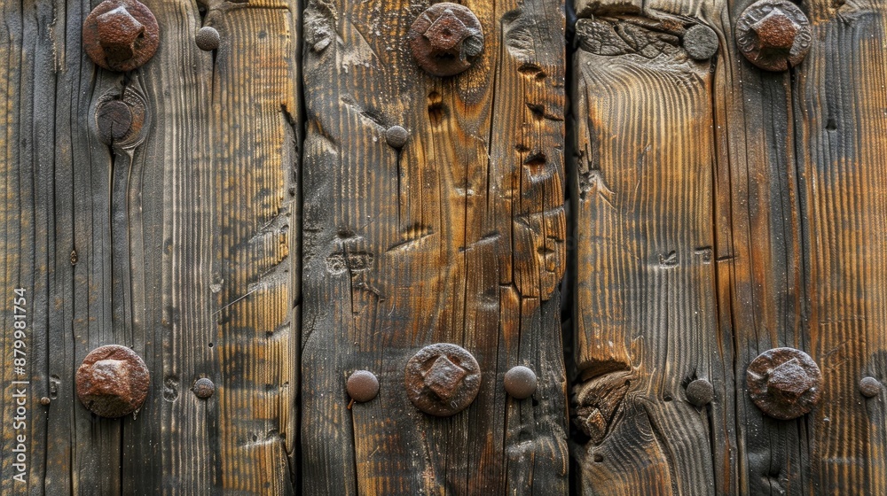 Canvas Prints Close up photo of several aged boards attached with old nails