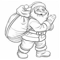 Fototapeta premium Christmas-themed drawing , featuring festive elements like a Christmas tree, Santa Claus, and ornaments. Perfect for children's activities and holiday fun