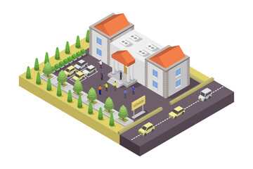 Isometric school building