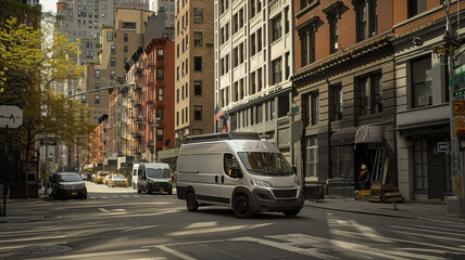 Obraz premium High end small work van in the city.