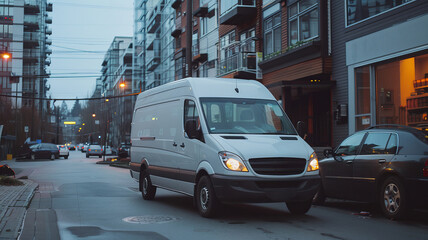 Naklejka premium High end small work van in the city.