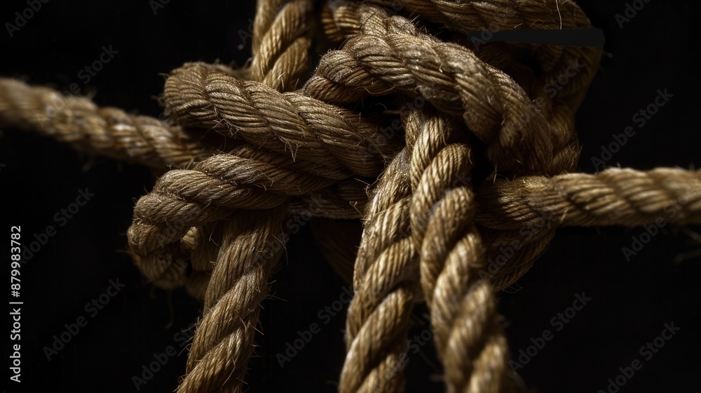 Poster A close-up view of a rope with a label or marker attached, suitable for use in illustrations and designs where identification or marking is needed