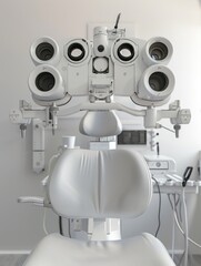 White chair with white headrest and white frame