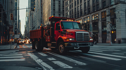 High end work truck in the city.