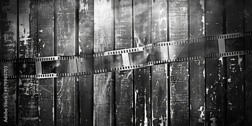 Wall mural A classic film strip in black and white format, ideal for use in nostalgic or vintage-themed designs