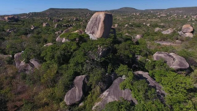 Aerial view of Geos&iacute;tio Serra Verde, Sert&atilde;o do Serid&oacute; Region - Cerro Cor&aacute;, Rio Grande do Norte, Brazil