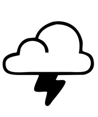 black thunder cloud icon isolated on white resembling weather, storm, danger, meteorology 