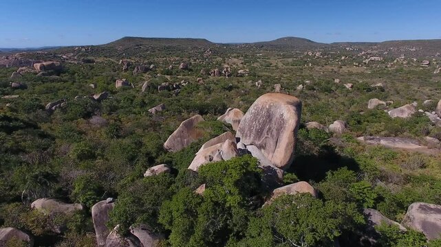 Aerial view of Geos&iacute;tio Serra Verde, Sert&atilde;o do Serid&oacute; Region - Cerro Cor&aacute;, Rio Grande do Norte, Brazil