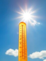 Sweltering heatwave - show heat wave, high summer temperatures, scorching sun, abnormal - intensity with soaring temperatures and relentless sun, highlighting importance staying hydrated and cool