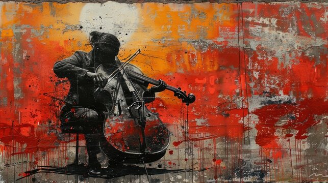 Cello Player on a Wall