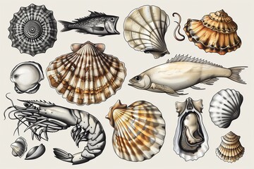 Seafood Vector Illustrations
