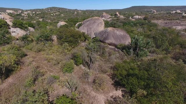 Aerial view of Geos&iacute;tio Serra Verde, Sert&atilde;o do Serid&oacute; Region - Cerro Cor&aacute;, Rio Grande do Norte, Brazil