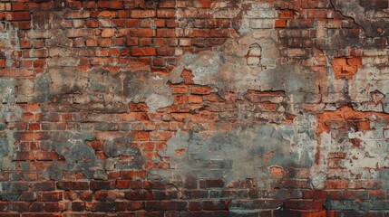 Distressed Red Brick Wall Texture with Copy Space