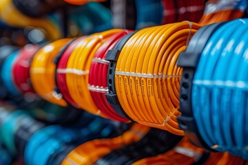 Colorful Coiled Hoses On Display At A Hardware Store