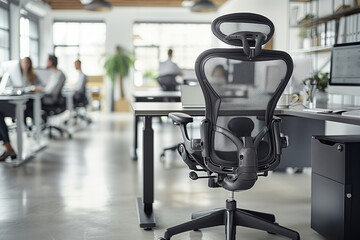 Fototapeta premium A Modern Coworking Office Chair Awaits Its Occupant
