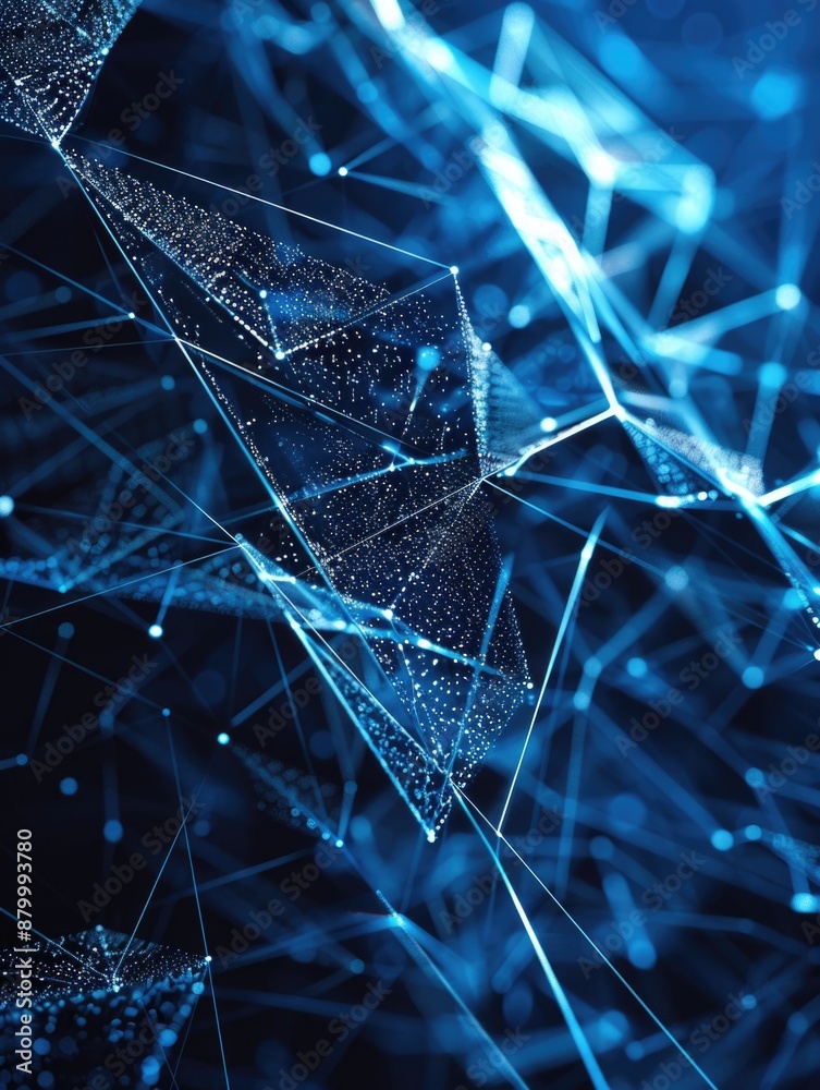 Wall mural blue image of web of lines and dots