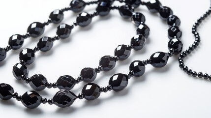 Long necklace with black crystal beads for jewelry design