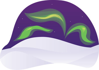 Beautiful green aurora borealis illuminating a snowy winter landscape