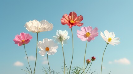Fototapeta premium A colorful meadow filled with diverse flowers under the bright sunshine celebrating the vibrancy and richness of nature Illustration, Image, , Minimalism,