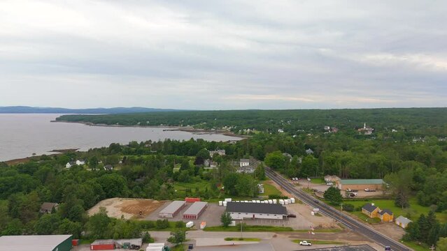 Searsport, Maine, USA. Aerial drone stock footage 2024 Penobscot Bay