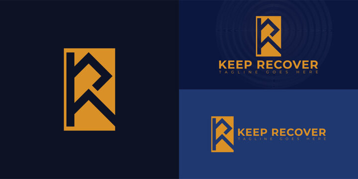 Abstract initial letter KR or RK logo in gold color isolated on multiple background colors. The logo is suitable for property and consulting logo vector design illustration inspiration templates.