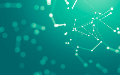 Abstract background. Molecules technology with polygonal shapes, connecting dots and lines. Connection structure. Big data visualization.