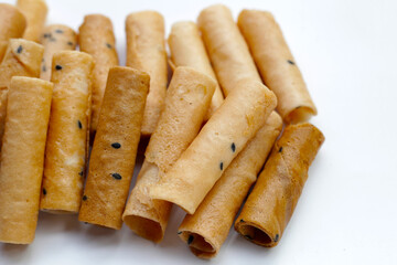 Thai snack, crispy coconut rolls