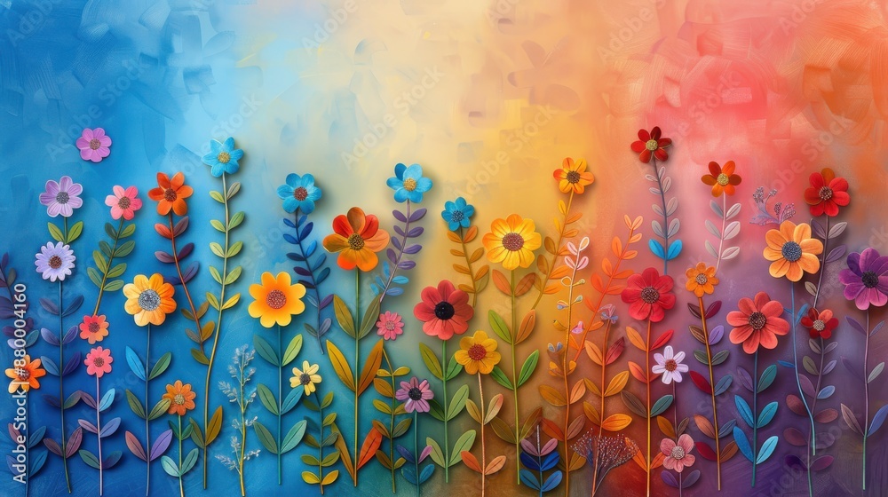 Wall mural vibrant watercolor floral background