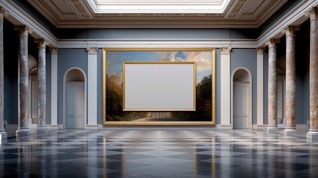 Naklejki Classic Art Gallery Mockup with Empty Frame