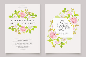 beautiful floral ornament wedding invitation card design
