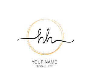 Hh ,hh initial signature logo ,handwriting signature logo design template