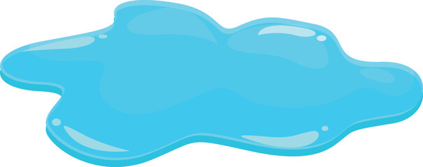 Cartoon illustration of a blue liquid puddle spreading on the ground