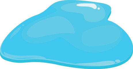 Cartoon puddle of bright blue liquid spreading on a surface