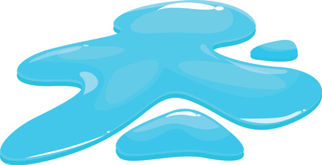 Cartoon blue liquid puddle splashing and making an abstract shape