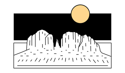 Naklejka premium Sedona Arizona Landmark night mono line design for t shirt badge patch sticker illustration