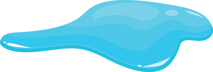 Cartoon illustration of a blue liquid spill spreading out on the ground