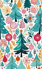 seamless pattern with christmas trees
