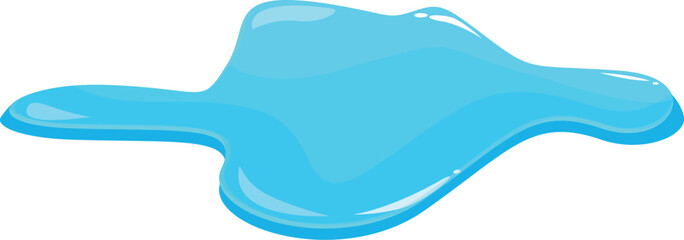 Cartoon puddle of spilled blue liquid spreading on the ground