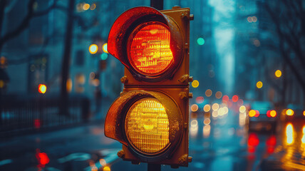 traffic light in the street created with Generative AI technology